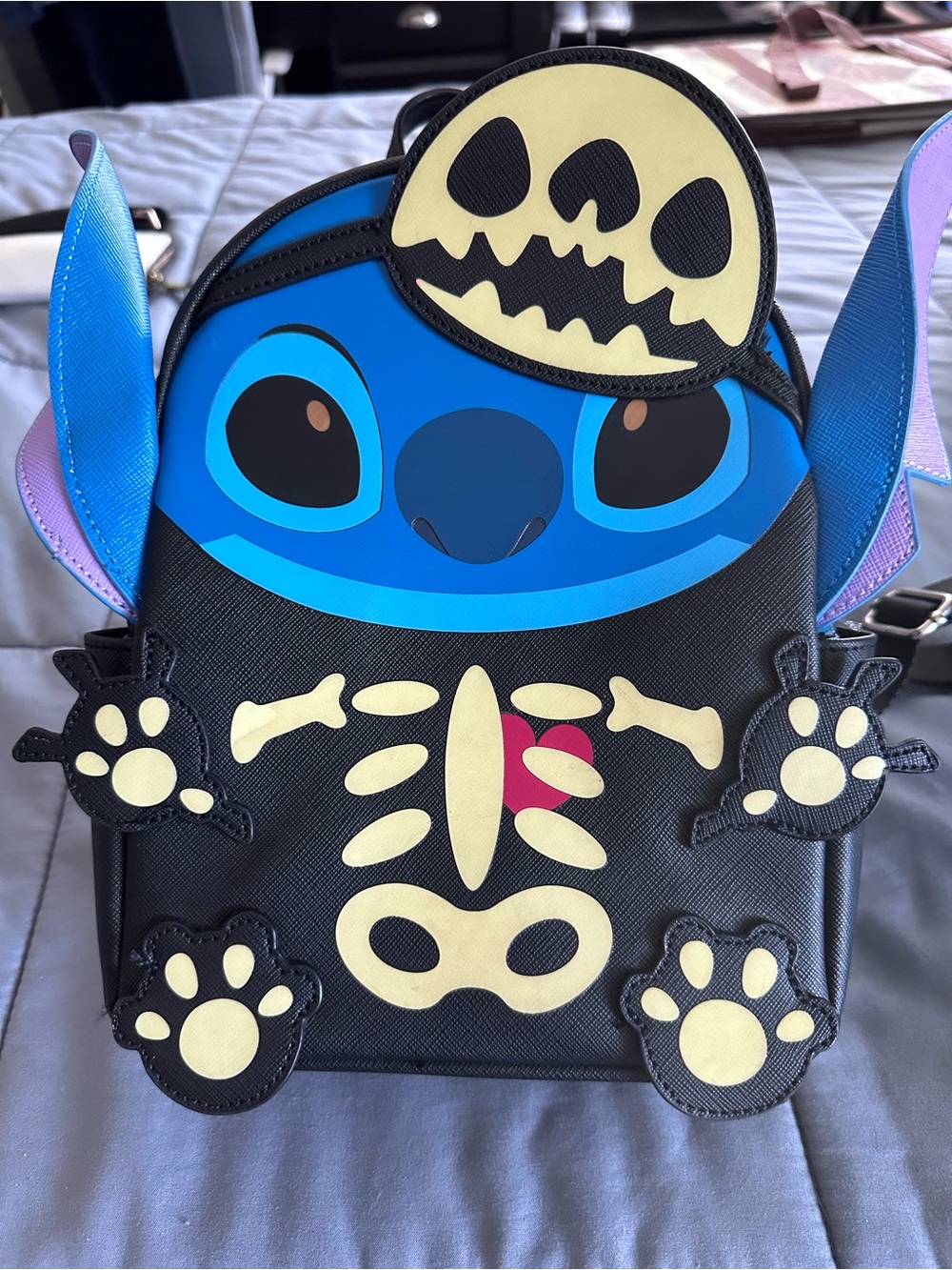 Loungefly Stitch Skeleton Mini Backpack - Blue, Black, Cream